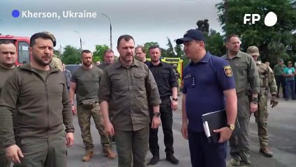 President Zelensky visits flooded Kherson region