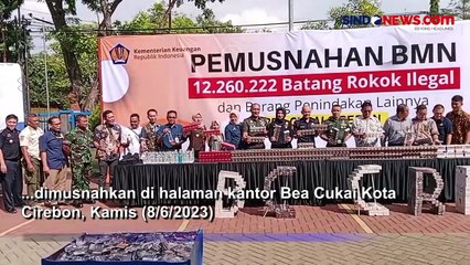 12 Juta Batang Rokok Ilegal Dimusnahkan Kantor Bea Cukai Cirebon