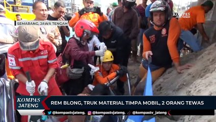 Rem Blong, Truk Material Timpa Mobil 2 Orang Tewas