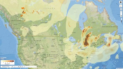 Nuage de fumée sur l'Amérique du Nord après les incendies au Canada