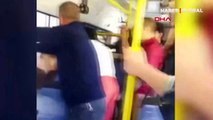 Otobüste ilginç kavga: Kadınların kavgasına dahil olan adam, bir anda kadına vurmaya başladı