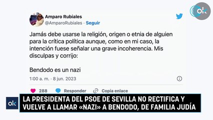 La presidenta del PSOE de Sevilla no rectifica y vuelve a llamar «nazi» a  Bendodo, de familia judía - Vídeo Dailymotion