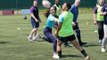 Sporty Princess shows off her rugby skills as she takes a pass from Danny Care on visit Maidenhead