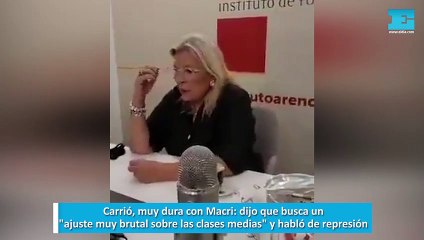 Carrió, muy dura con Macri: dijo que busca un "ajuste muy brutal sobre las clases medias" y habló de represión