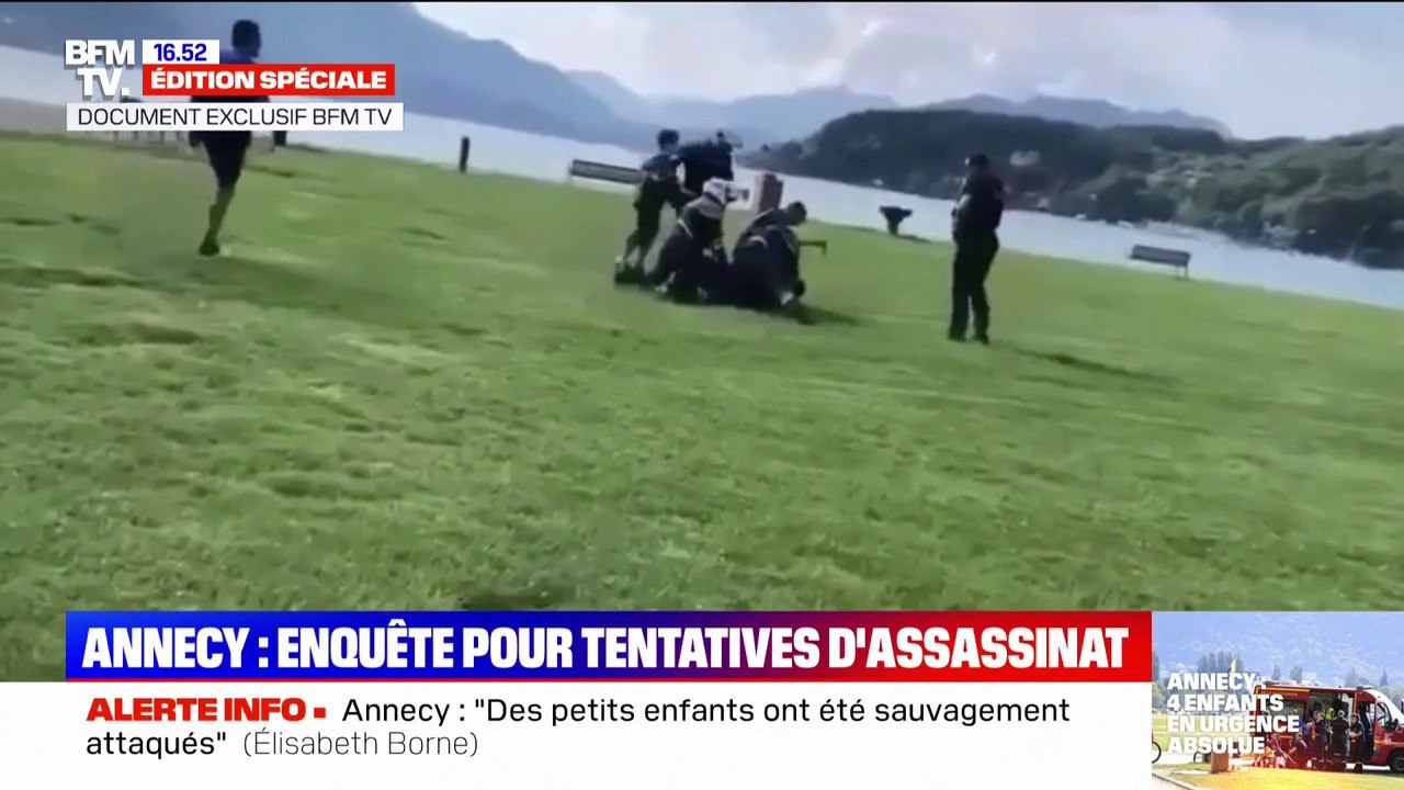 Document BFMTV - Attaque au couteau à Annecy: les images de l'arrestation de l'agresseur