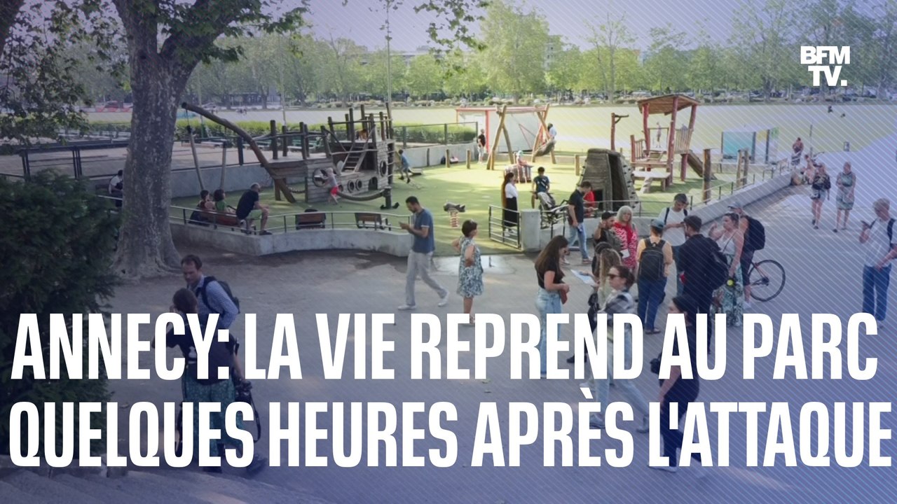 À Annecy, la vie reprend au parc du Pâquier, quelques heures après l'attaque