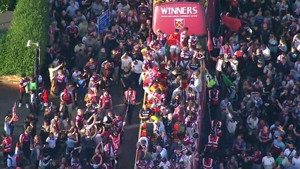 West Ham celebrate European glory with bus parade