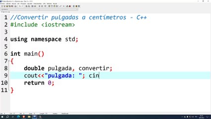 Convertir pulgadas a centímetros en C++