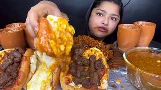 Mukbang Spicy Samyang Noodles with chicken fry, Kulhad Pizza, Naan witg eggs, Extra Gravy