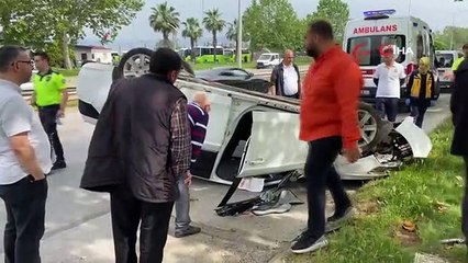 Takla atan otomobilden burnu bile kanamadan çıktı