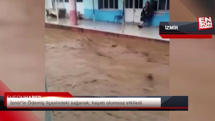 İzmir'in Ödemiş ilçesindeki sağanak, hayatı olumsuz etkiledi