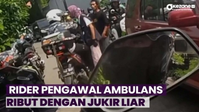 Kawal Ambulans ke RSCM, Rider Pengawal Ambulans Ribut dengan Jukir Liar