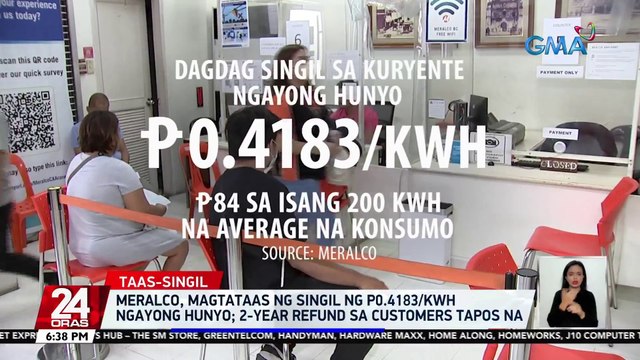 Meralco, magtataas ng singil ng P0.4183/kWh ngayong Hunyo; 2-year refund sa customers tapos na | 24 Oras