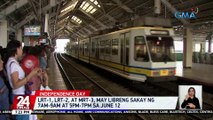 LRT-1, LRT-2, at MRT-3, may libreng sakay ng 7am-9am at 5pm-7pm sa June 12 | 24 Oras