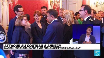 Attaque au couteau à Annecy : garde à vue prolongée pour l'auteur présumé des faits, E. Macron sur place