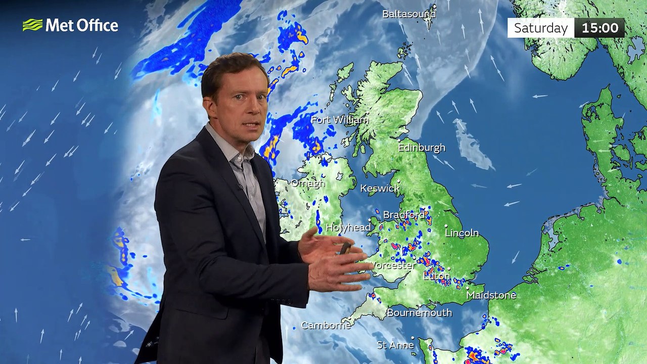 The weekend forecast from the Met Office, with yellow warnings in place for thunderstorms