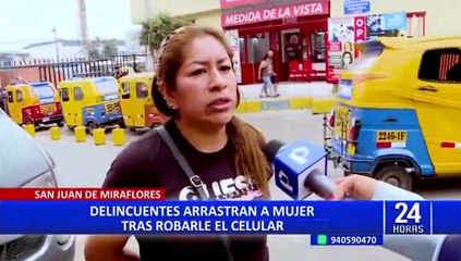 SJM: delincuentes en moto arrastran a mujer tras robar su celular