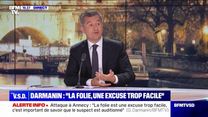 Attaque au couteau à Annecy: Gérald Darmanin salue "le courage des gens qui sont intervenus"
