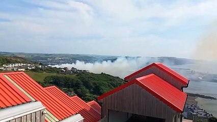 The fire in Penglais Woods as seen from Constitution Hill in Aberystwyth