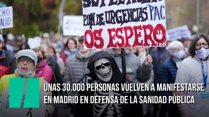 Unas 30.000 personas vuelven a manifestarse en Madrid en defensa de la sanidad pública