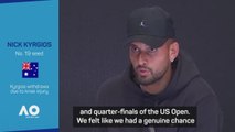 Kyrgios felt he had 'genuine chance' before Aus Open withdrawal