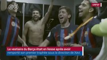 Le vestiaire du Barça en fête !