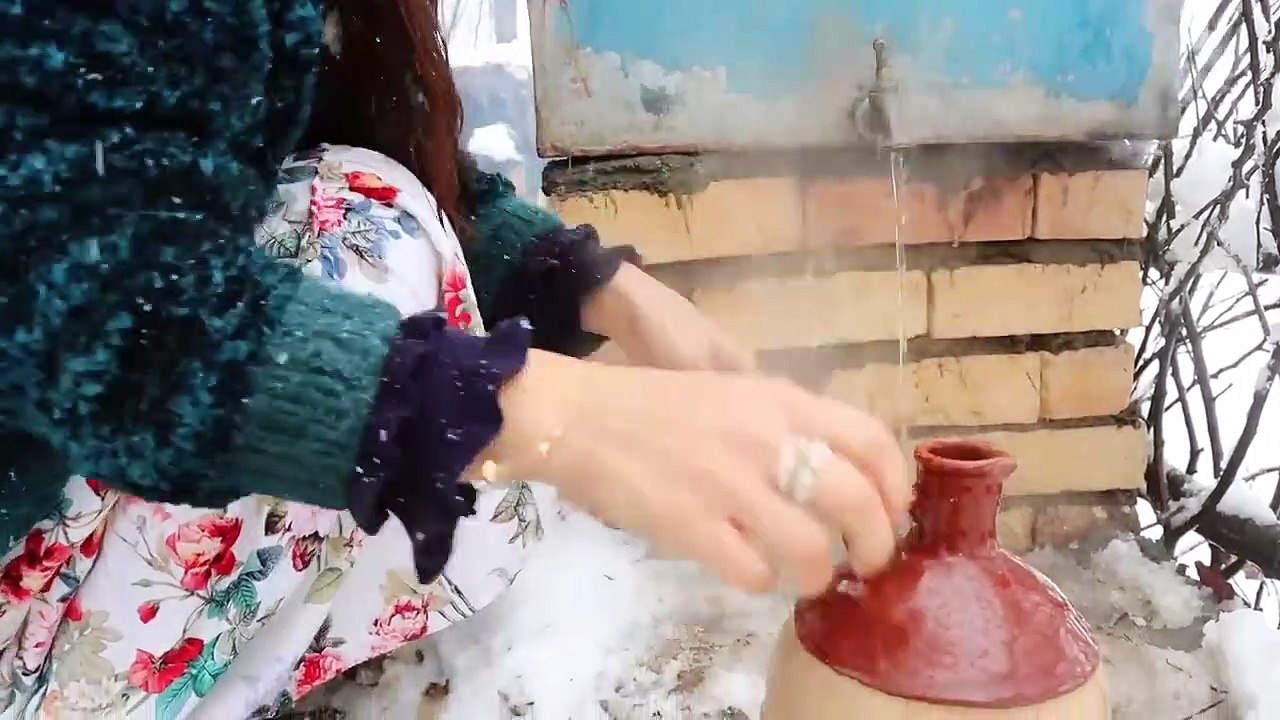 Cooking tandoori lamb with saffron and vegetables on a snowy winter day!