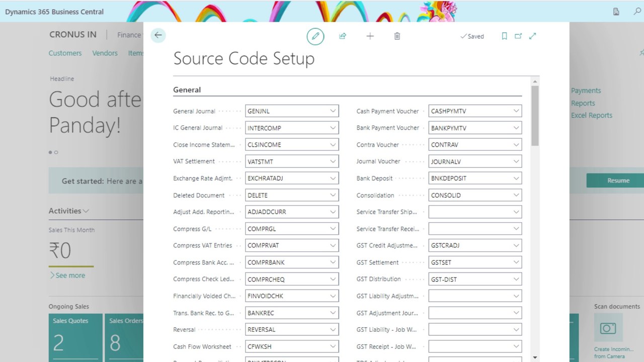 How-to Use, Source Code Setup in Business Central