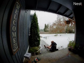 Man Slips On Steps After Ice Storm