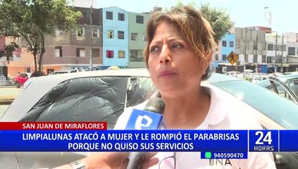 SJM: Limpialunas ataca a mujer y rompe el parabrisas de su auto para robarle su celular