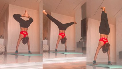 Nia Sharma Balancing Workout, उल्टा होकर पैरों से किया नमस्कार Watch Video | Boldsky *Entertainment