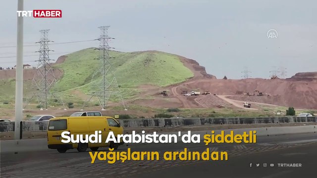 Mekke'de yağışların ardından dağlar ve ovalar yeşile büründü