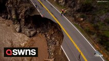 Video shows road partially collapsed in Ojai, California