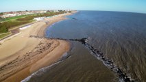 Flying my DJI Mini 3 pro drone Clacton on Sea Beach Essex with new External Wide-angle Lens Filter