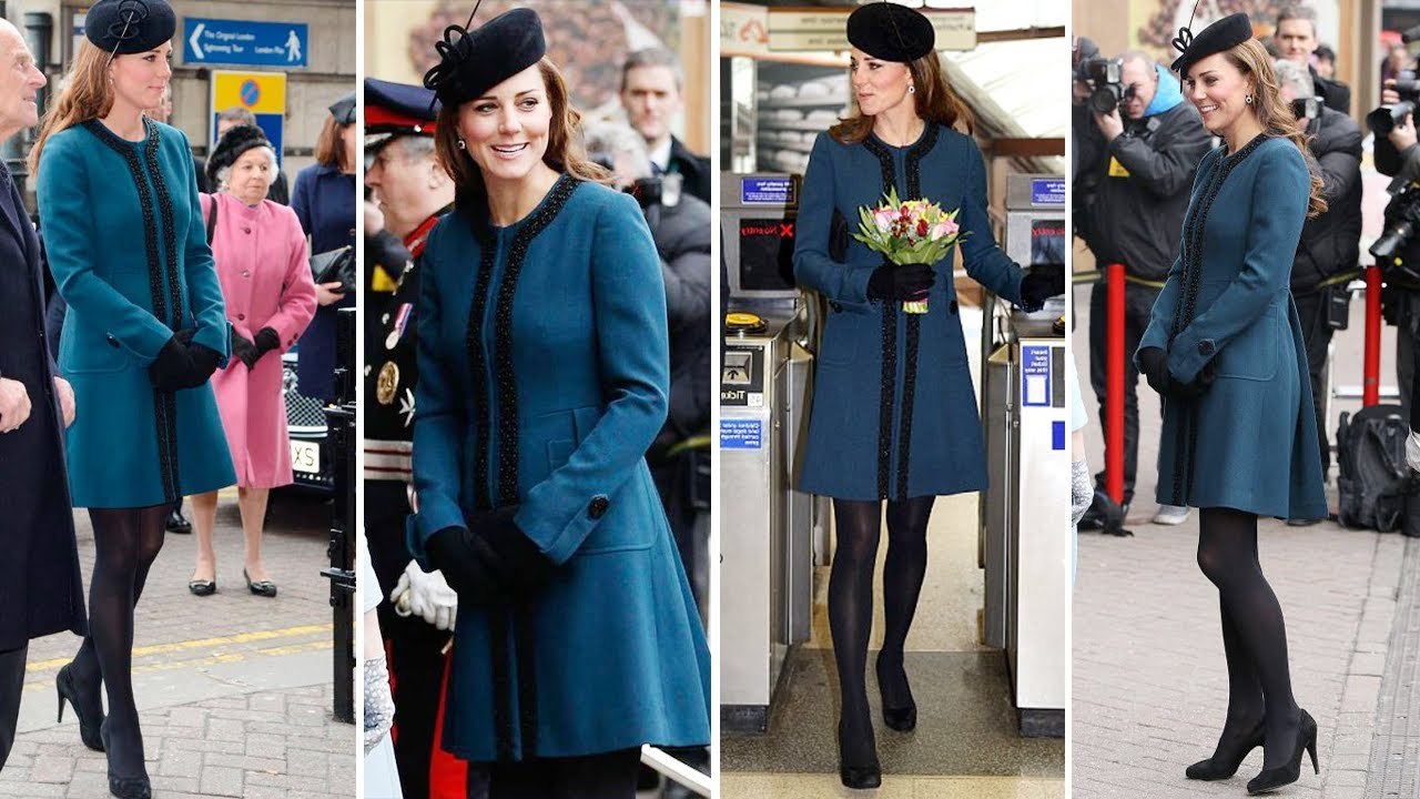 BABY ON BOARD! Kate Stunned In Teal Blue By Malene Birger Coat  After Announcing Her Pregnancy