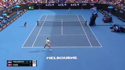 Première victoire pour Rune à Melbourne : Les temps forts de son 1er tour face à Krajinovic