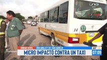 Micro choca contra un taxi en el 2do anillo y Av. San Aurelio