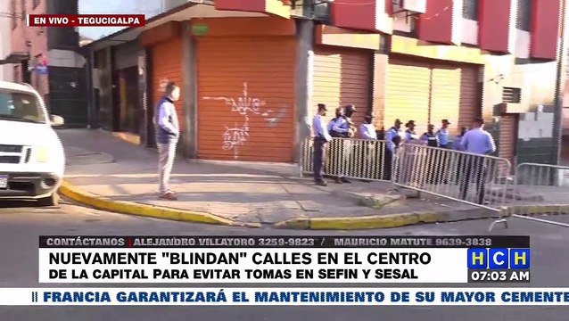 Bloqueadas continúan calles en el Centro de TGU para evitar protestas en SEFIN y SESAL