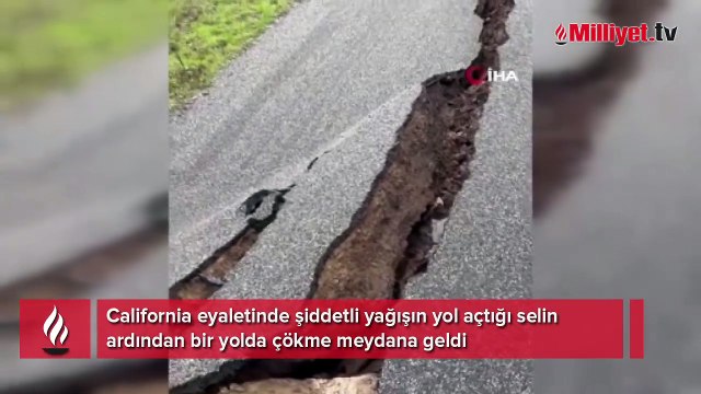 California’da şiddetli yağış sonrası yol çöktü