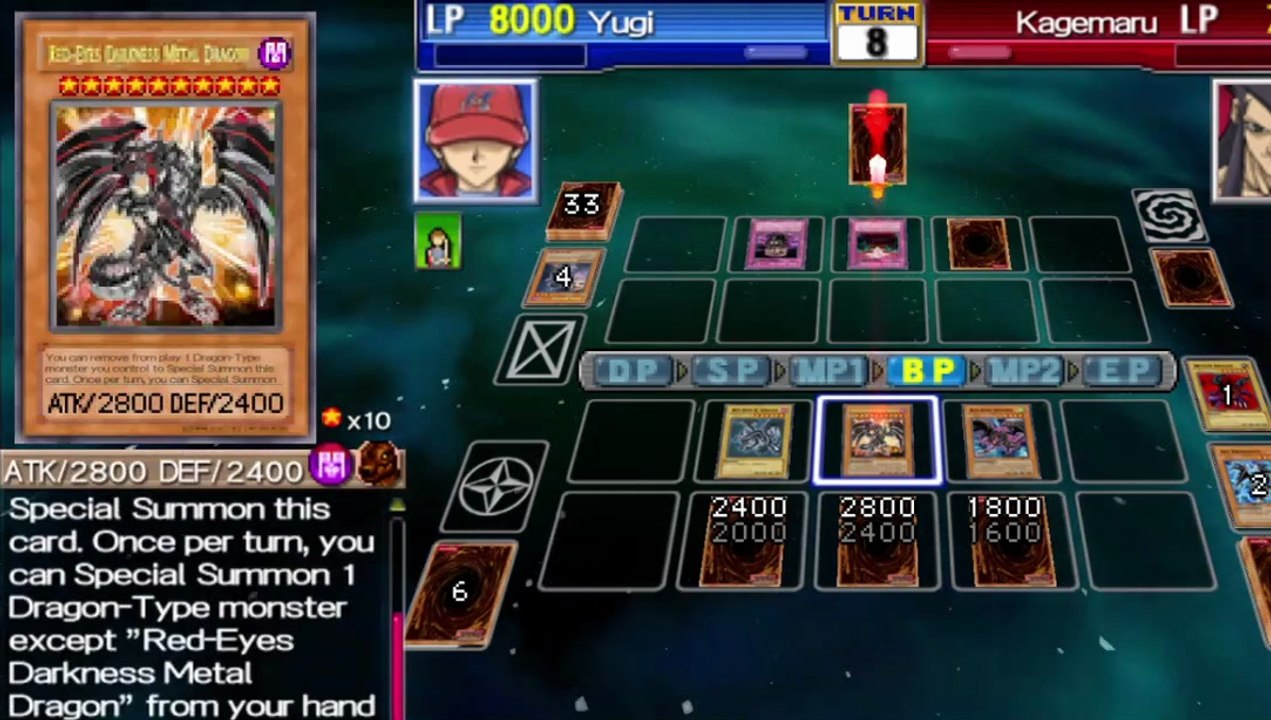 Yugioh GX Tag Force 3 : Red Eyes Darkness Metl Dragon (Red Eyes Deck) VS Kagemaru Deck Round 2
