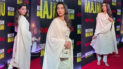 Nora Fatehi White Chikankari Suit में लगी खूबसूरत, सादगी से जीता सबका दिल Watch Video।*Entertainment