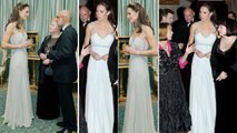 Princess Catherine DAZZLED In Turquoise Empire-Line Dress By Amanda Wakeley For Gala Dinner