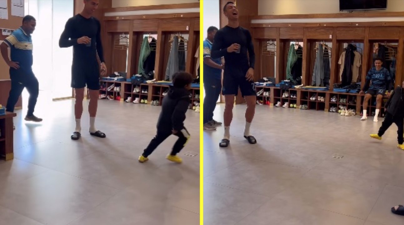 Un jeune supporteur imite Cristiano Ronaldo sous les yeux du joueur de foot...