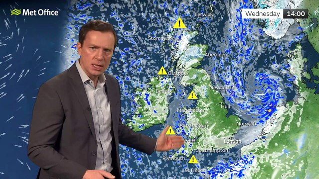 Met Office Afternoon Weather Forecast 18/01/23 - Wintry showers, warnings for many