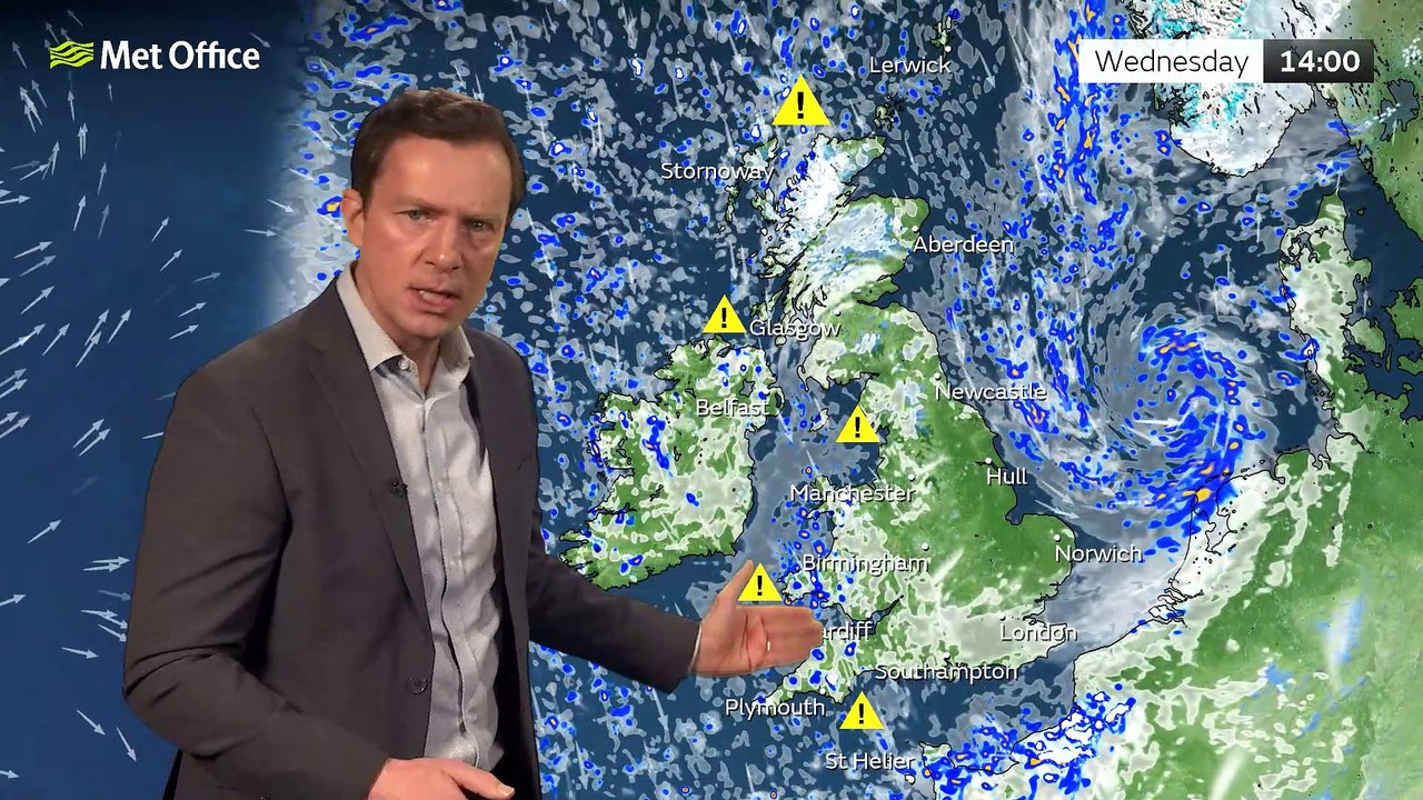 Met Office Afternoon Weather Forecast 18/01/23 - Wintry showers, warnings for many