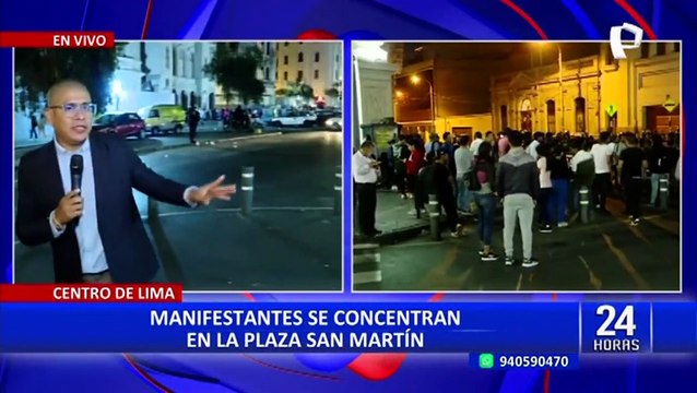 Manifestantes se congregan en la Plaza San Martín para marchar en contra del Gobierno