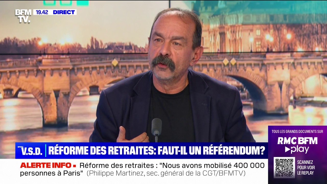 Faut-il un référendum sur la réforme des retraites? "Pas tout de suite, il y a une phase d'explication" à mener, répond Philippe Martinez (CGT)