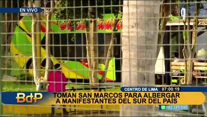 下载视频: Toma en San Marcos: más de 300 manifestantes provenientes del sur están albergados en la universidad