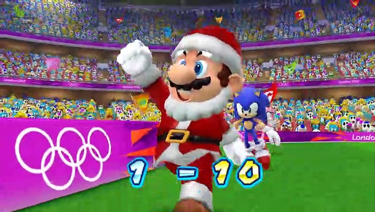 Mario & Sonic At The London 2012 Olympic Games Football | Santa Mario, Sonic, Shadow, Amy