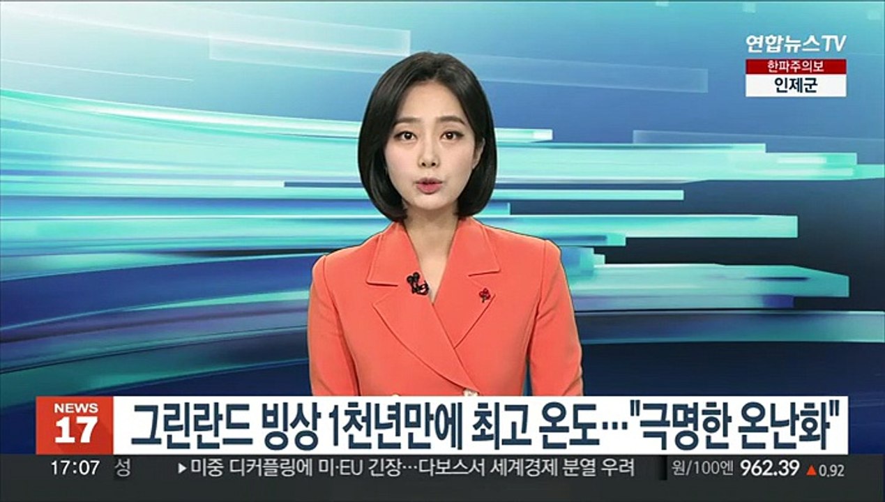 그린란드 빙상 1천년 만에 최고 온도…"극명한 온난화"